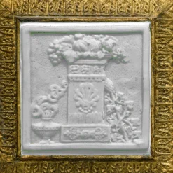 Classic Gilded Wall Mirror with Capodimonte Biscuit Porcelain Plaques