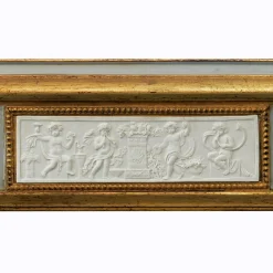 Classic Gilded Wall Mirror with Capodimonte Biscuit Porcelain Plaques