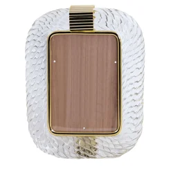 Clear Crystal Twisted Glass with Glossy Brass Structure Frame