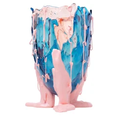 Clear Special Pink and Blue Large Vase by Gaetano Pesce