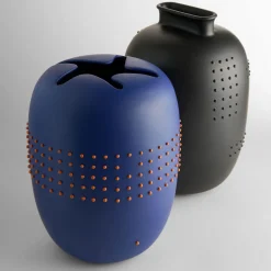 Code Blue Ceramic Vase with Red Dots By Arik Levy