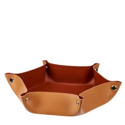 Cognac and Bordeaux Leather Vide Poche