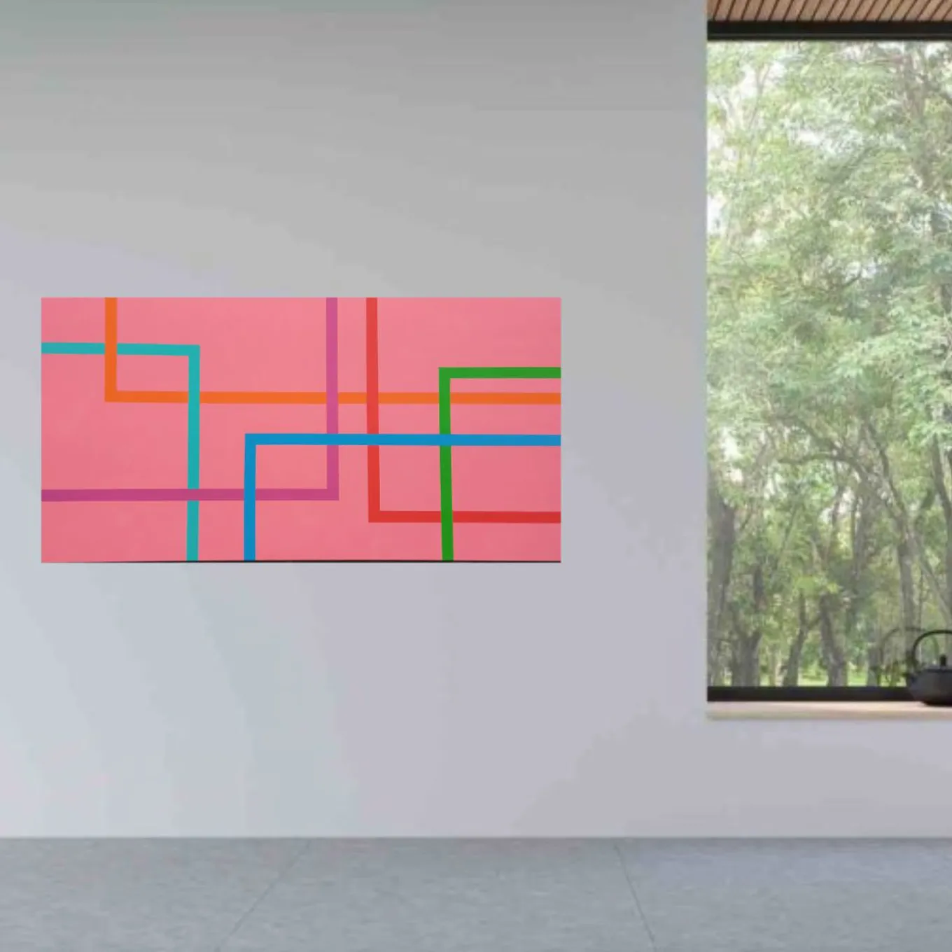 Color Spaces In Fondo è Rosa Acrylic Painting on Canvas