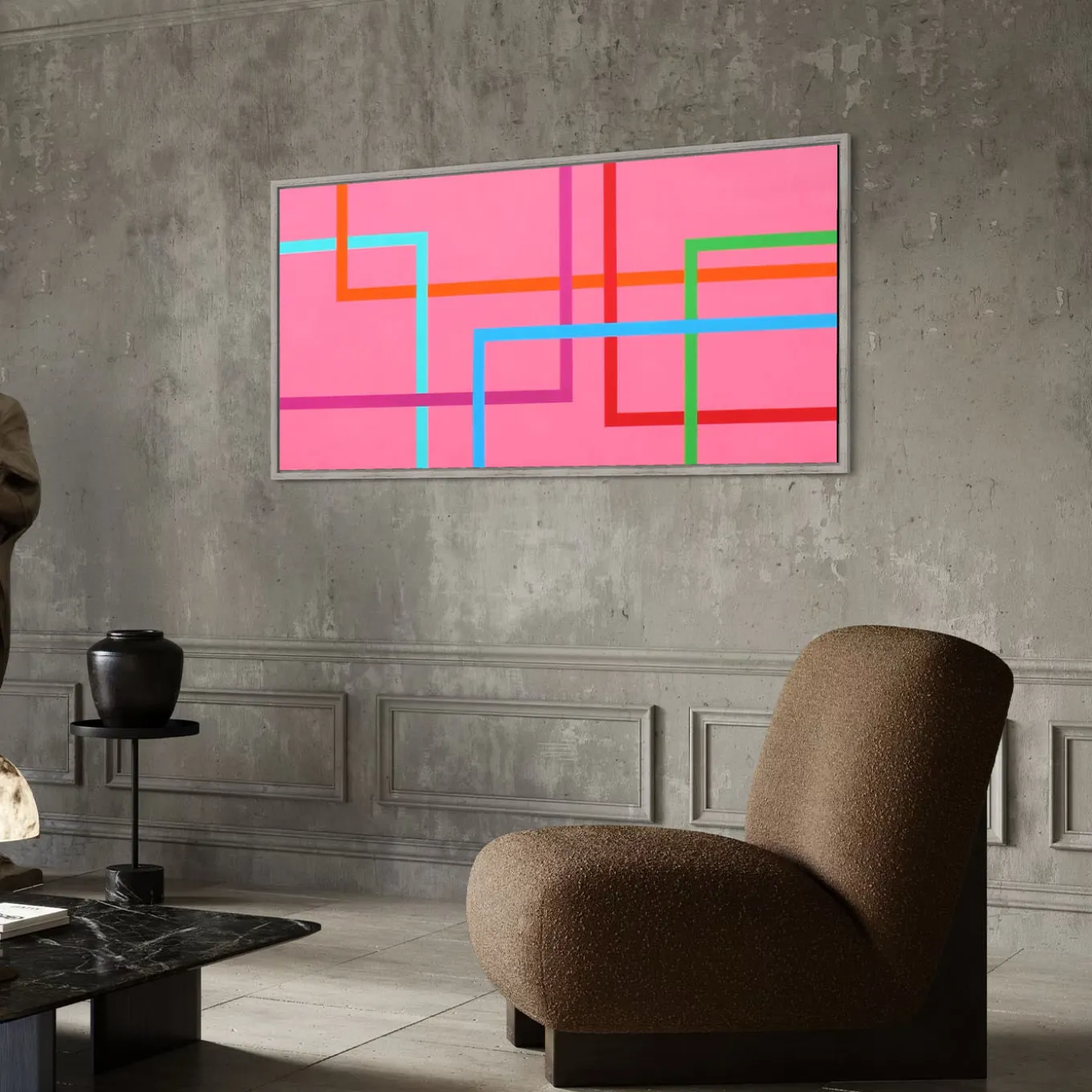 Color Spaces In Fondo è Rosa Acrylic Painting on Canvas