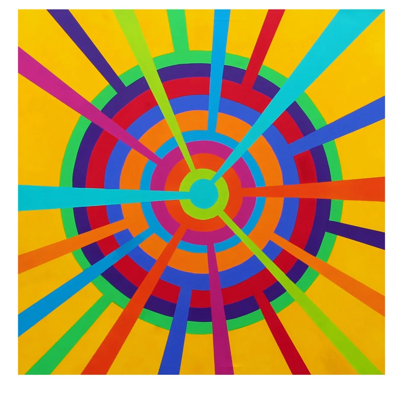 Color Spaces Mandala Polychrome Acrylic Painting on Canvas