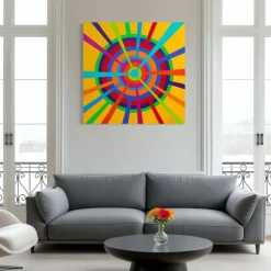 Color Spaces Mandala Polychrome Acrylic Painting on Canvas
