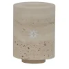 Com Cylindrical Beige Travertine Marble Candle Holder