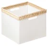 Como Small Square Basket in White Leather