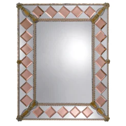 Conterie Pink Squares Murano Glass Mirror