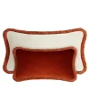 Couple Rectangle Brick Red And White Velvet Happy Cushion