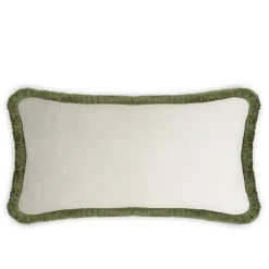 Couple Rectangle Green And White Velvet Happy Cushion