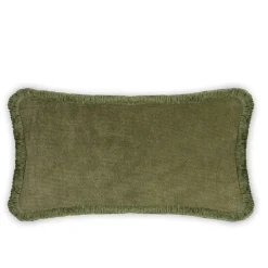 Couple Rectangle Green And White Velvet Happy Cushion