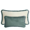 Couple Rectangle Teal And White Velvet Happy Cushion