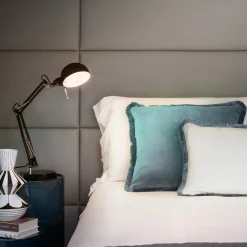 Couple Rectangle Teal And White Velvet Happy Cushion