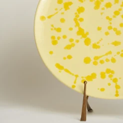 Cream and Yellow Ceramic Decorative Plate