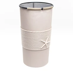 Cream Eco-Leather Umbrella Stand with Rope Inserts