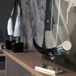 Curved Black Horn Sculpture