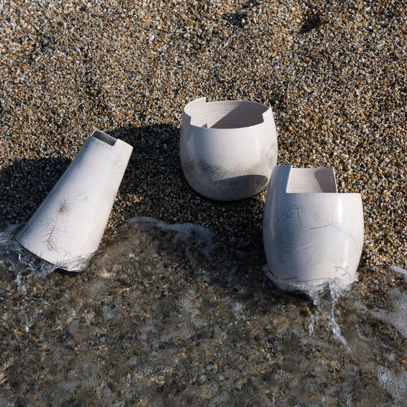 Cut High Raku Clear Decorative Vase