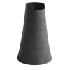 Cut High Smoked Black Ceramic Vase