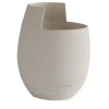 Cut Medium Light Sand Ceramic Vase