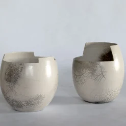 Cut Medium Raku Clear Vase