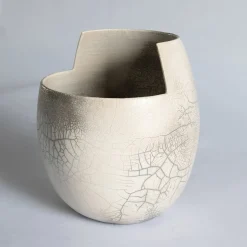 Cut Medium Raku Clear Vase