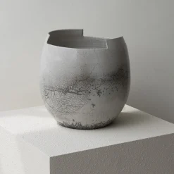 Cut Small Raku Clear Ceramic Vase