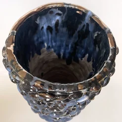 Cylindrical Blue and Black Vase