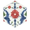 Daamè Set of 28 Hexagonal Floral Tiles