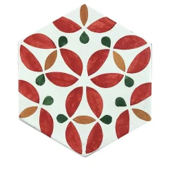 Daamè Set of 28 Hexagonal Red Tiles