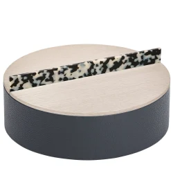 Dama Large Tortoise Ashwood And Leather Round Box