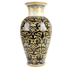 Damask Black Ceramic Vase