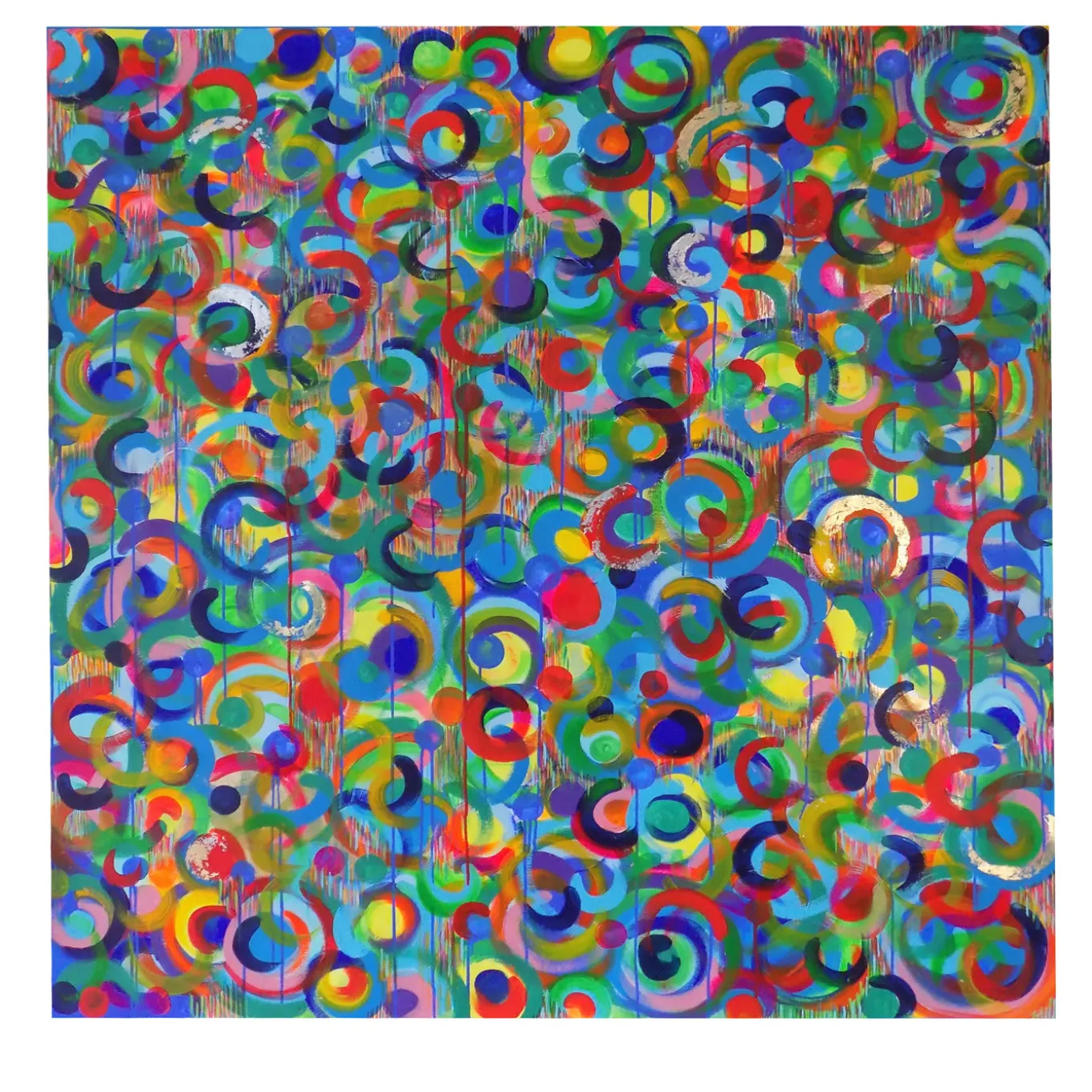 Dance of Colors Acrylic Large Painting in Blue