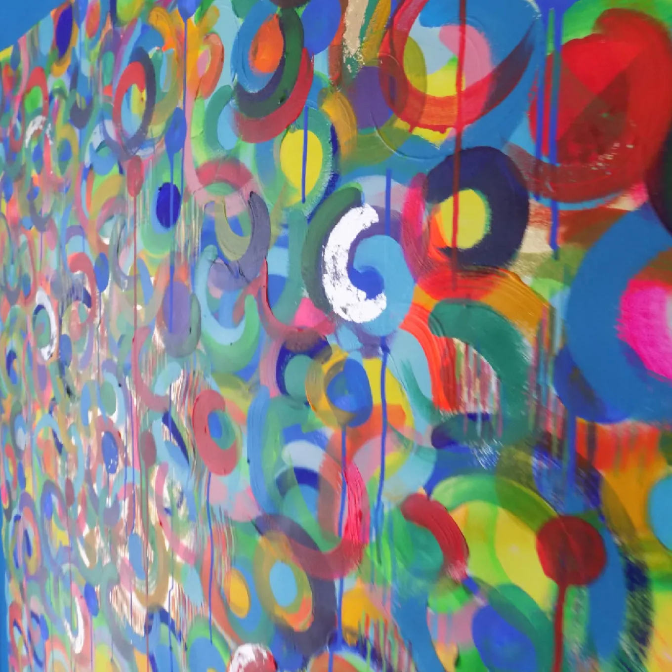 Dance of Colors Acrylic Large Painting in Blue