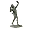 Dancing Faun Green Patina Bronze Sculpture