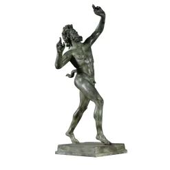 Dancing Faun Green Patina Bronze Sculpture