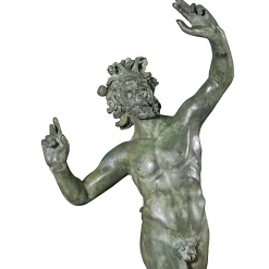 Dancing Faun Green Patina Bronze Sculpture