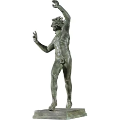 Dancing Faun Green Patina Bronze Sculpture