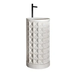 Dawn Freestanding Cylindrical Bianco del Re Marble Washbasin