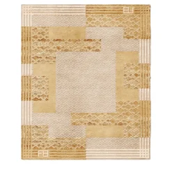 Deco' Art Deco-Inspired Rug in Gold and Cream Tones
