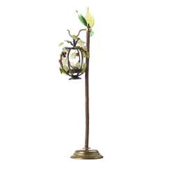 Decorative Wood Candle Holder Centerpiece with Glass Berries and Leaves No. 3