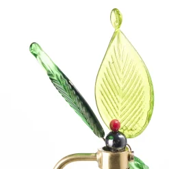 Decorative Wood Candle Holder Centerpiece with Glass Berries and Leaves No. 3