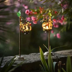 Decorative Wood Candle Holder Centerpiece with Glass Berries and Leaves No. 3