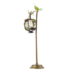 Decorative Wood Candle Holder Centerpiece with Glass Berries and Leaves No. 1