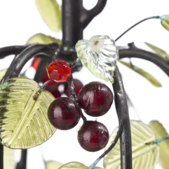 Decorative Wood Candle Holder Centerpiece with Glass Berries and Leaves No. 1