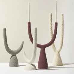 Delta Matte Burgundy Ceramic Candlestick