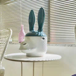 Donkey Large Blue and White Container with Lid