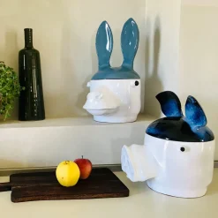 Donkey Large Blue and White Container with Lid