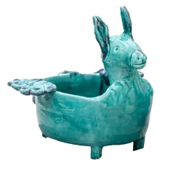 Donkey with Wings Light Blue Ceramic Figurine