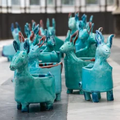 Donkey with Wings Light Blue Ceramic Figurine